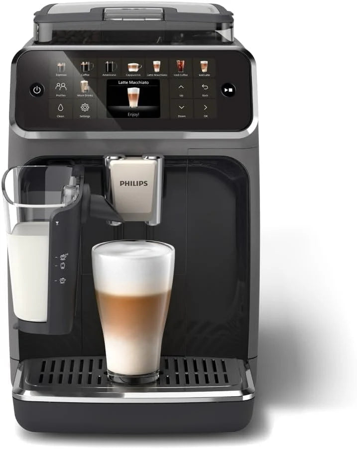 Philips w Pełni Automatyczny Ekspres do Kawy z Serii 5500-20 Kaw Gorących i Mrożonych, Szybki w Czyszczeniu System Mleczny LatteGo, Technologia SilentBrew, QuickStart, Szary (EP5544/50)
