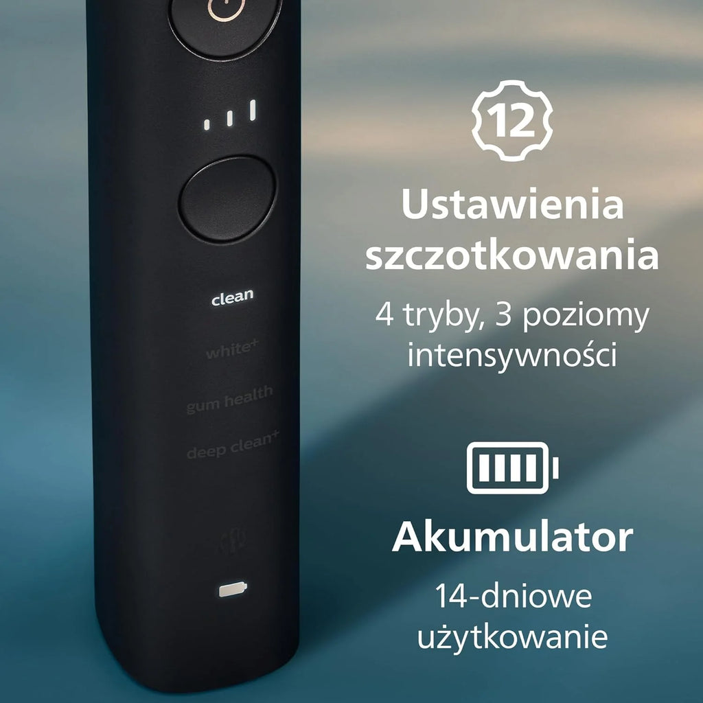 Philips Sonicare DiamondClean 9000, elektryczna szczoteczka soniczna z aplikacją, czujnik nacisku, szklanka do ładowania, kolor czarny i różowe złoto, podwójne opakowanie, model HX9914/57
