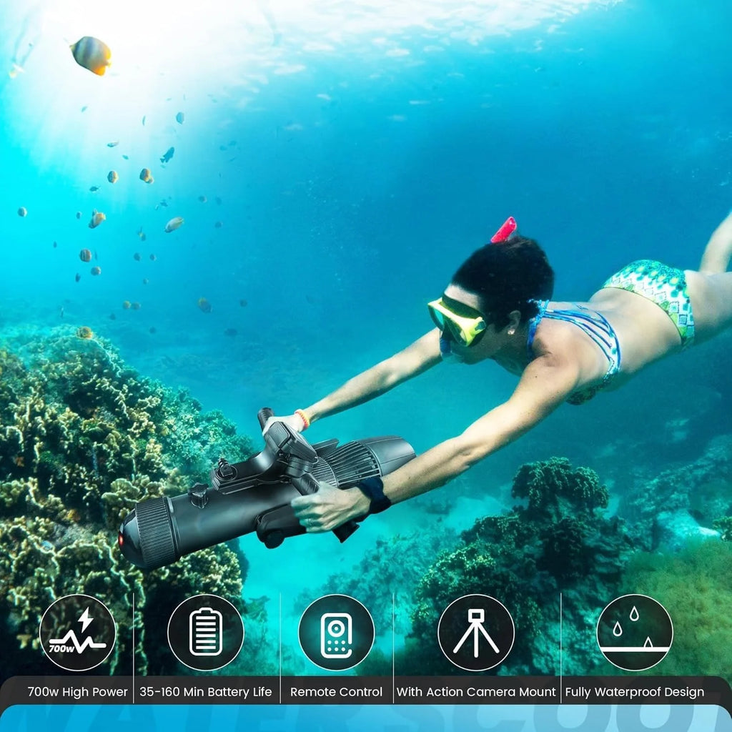 Skuter podwodny, 900 W, wymienny akumulator 16 Ah, 2,8 m/s, napęd elektryczny do deski SUP, surfingowej i kajaka, wodoodporny do 30 m, wielofunkcyjny sprzęt do snorkelingu/nurkowania