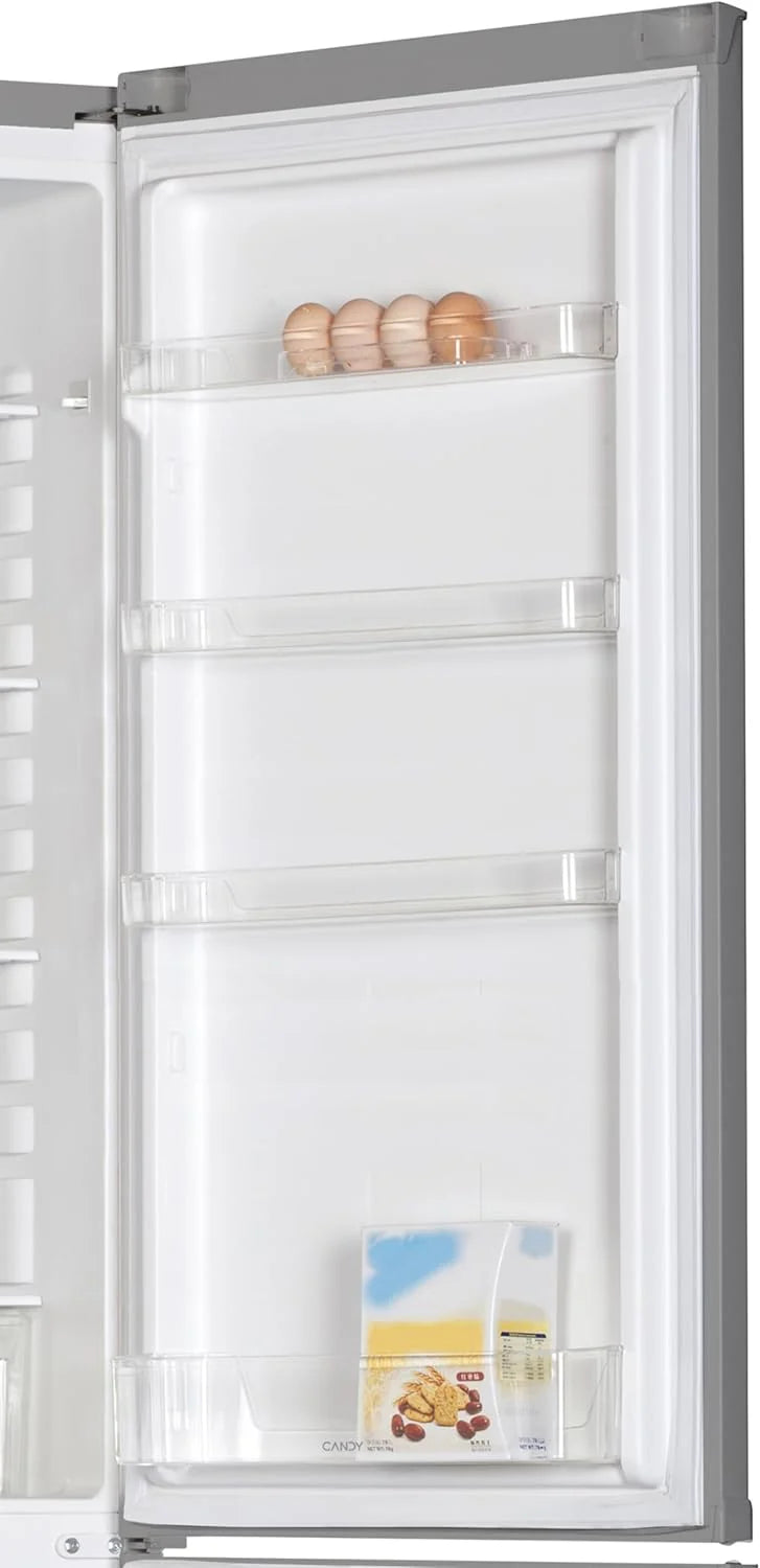 Candy CCG1S 518EX Lodówka Kombi, Szerokość 55cm, Wysokość 1,80m, Pojemność 252L, Szuflada na składniki, Mechaniczna kontrola temperatury, Oświetlenie LED, Odwracalne drzwi, 41DB, stal nierdzewna