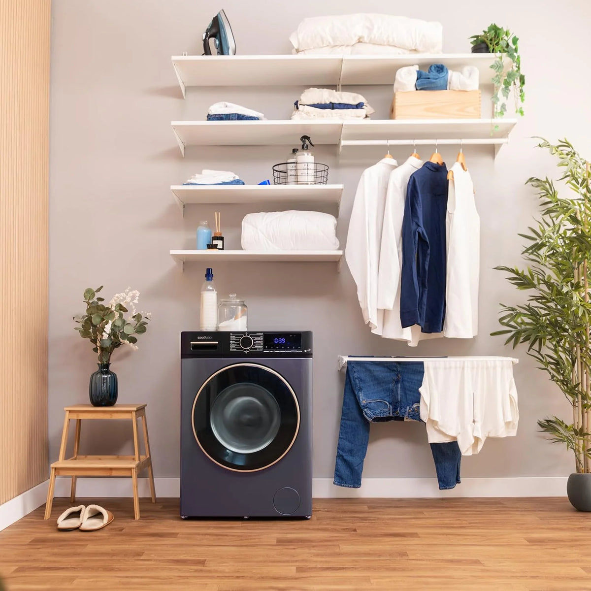 Cecotec Pralka przednia 9Kg Bolero Dresscode 9610 Inverter Blue Ice A. 2000 W, 1400 obr./min, funkcja pary, silnik Inverter Plus, 15 programów, optymalizuje poziom wody i czas prania