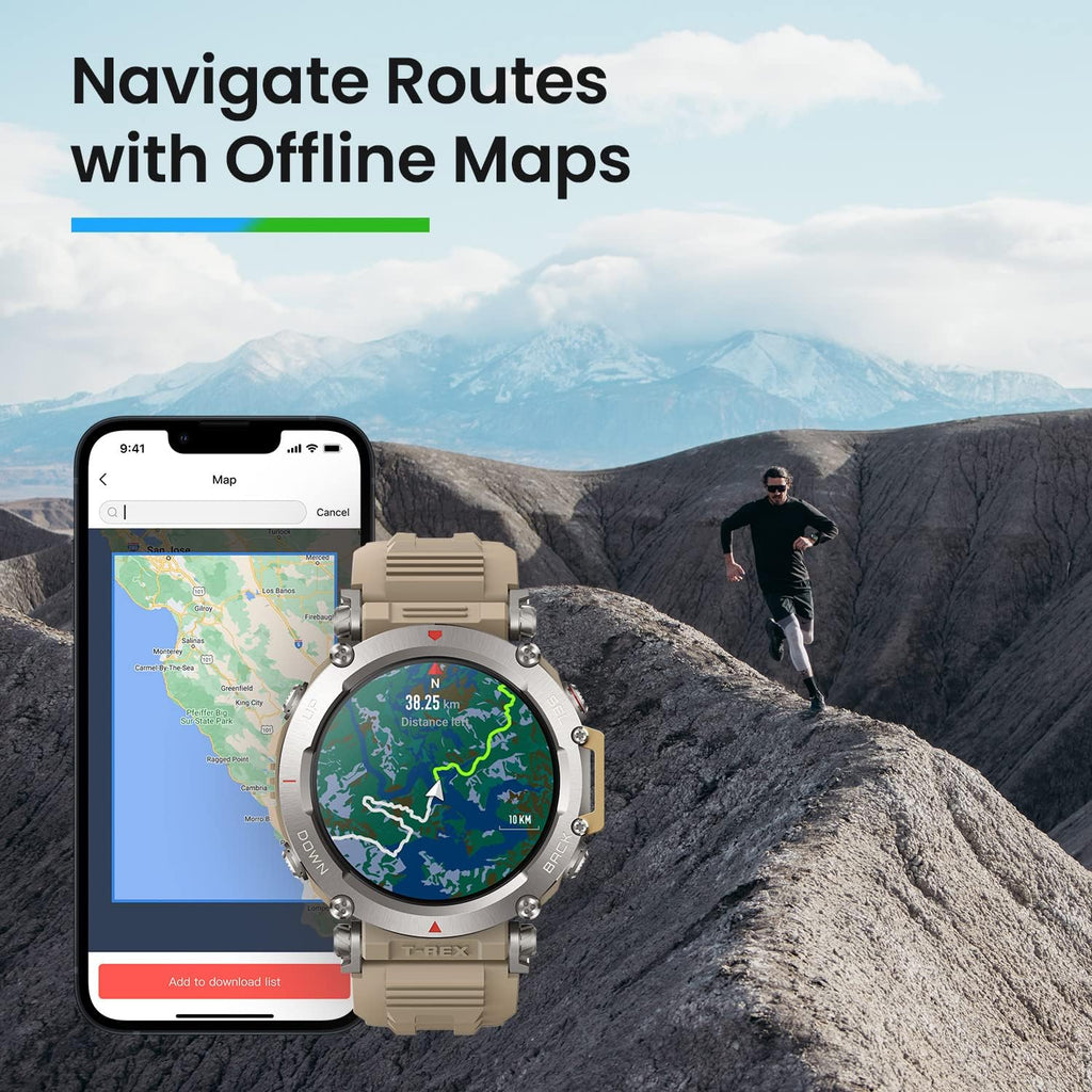 Outdoorowy smartwatch Amazfit T-Rex Ultra 47 mm, dwuzakresowy GPS