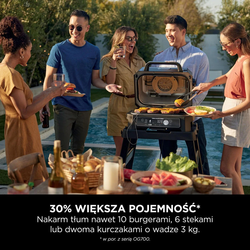 Ninja Woodfire Pro Connect XL Grill elektryczny, wędzarnia i frytkownica 7 w 1, sterowany za pomocą aplikacji, termometr cyfrowy z sondą, opalany pelletem drzewnym, wodoodporny, czarny, OG901EU