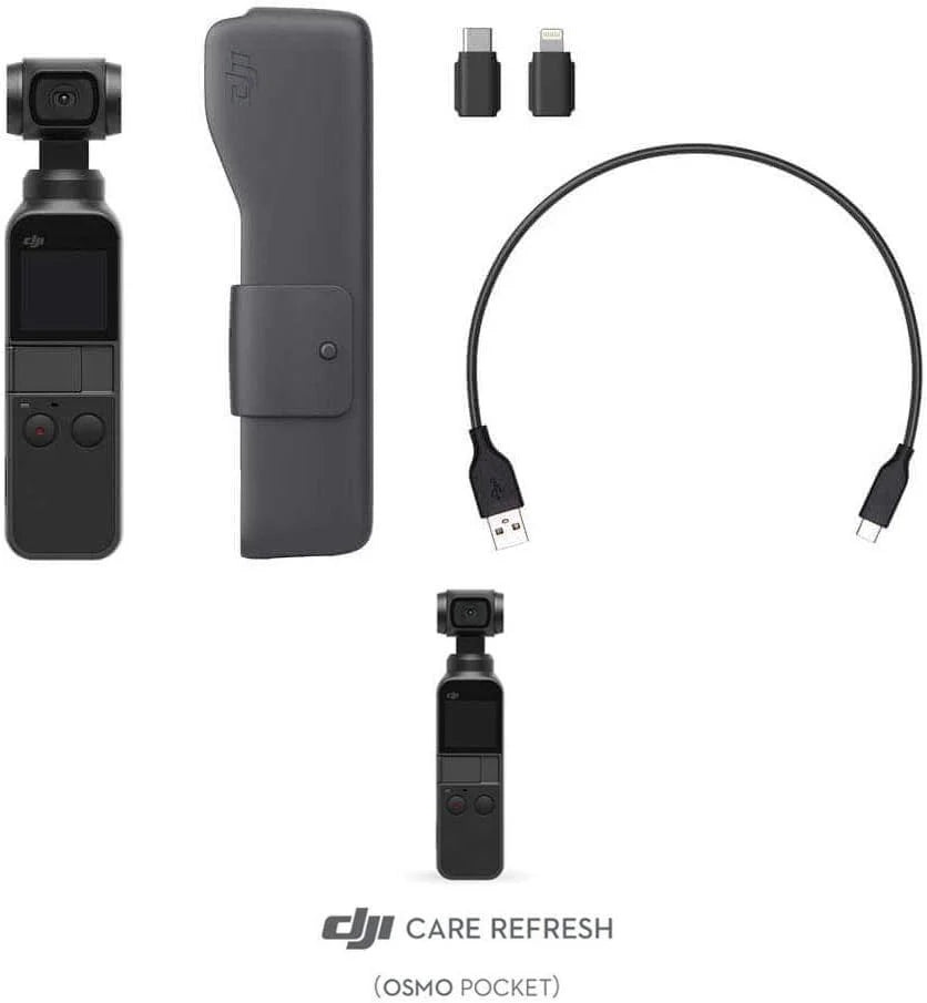 DJI Osmo Pocket Prime Combo - ręczny 3-osiowy stabilizator kardanowy z zestawem akcesoriów i DJI Care Refresh zintegrowany aparat 12 MP 1/2.3 CMOS 4K wideo, podłączony do smartfona, Android, iPhone - czarny