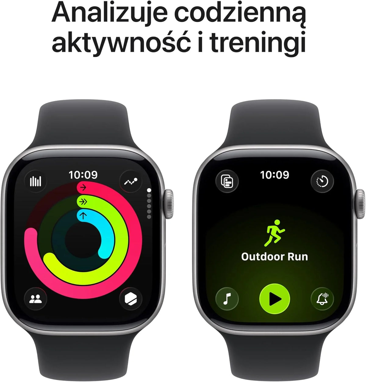 Apple Watch Series 11 GPS 42 mm Smartwatch, koperta z aluminium kolor Niedościgniona czerń, Pasek sportowy kolor czarny - S/M. Wynik snu, monitor fitness, monitorowanie stanu zdrowia