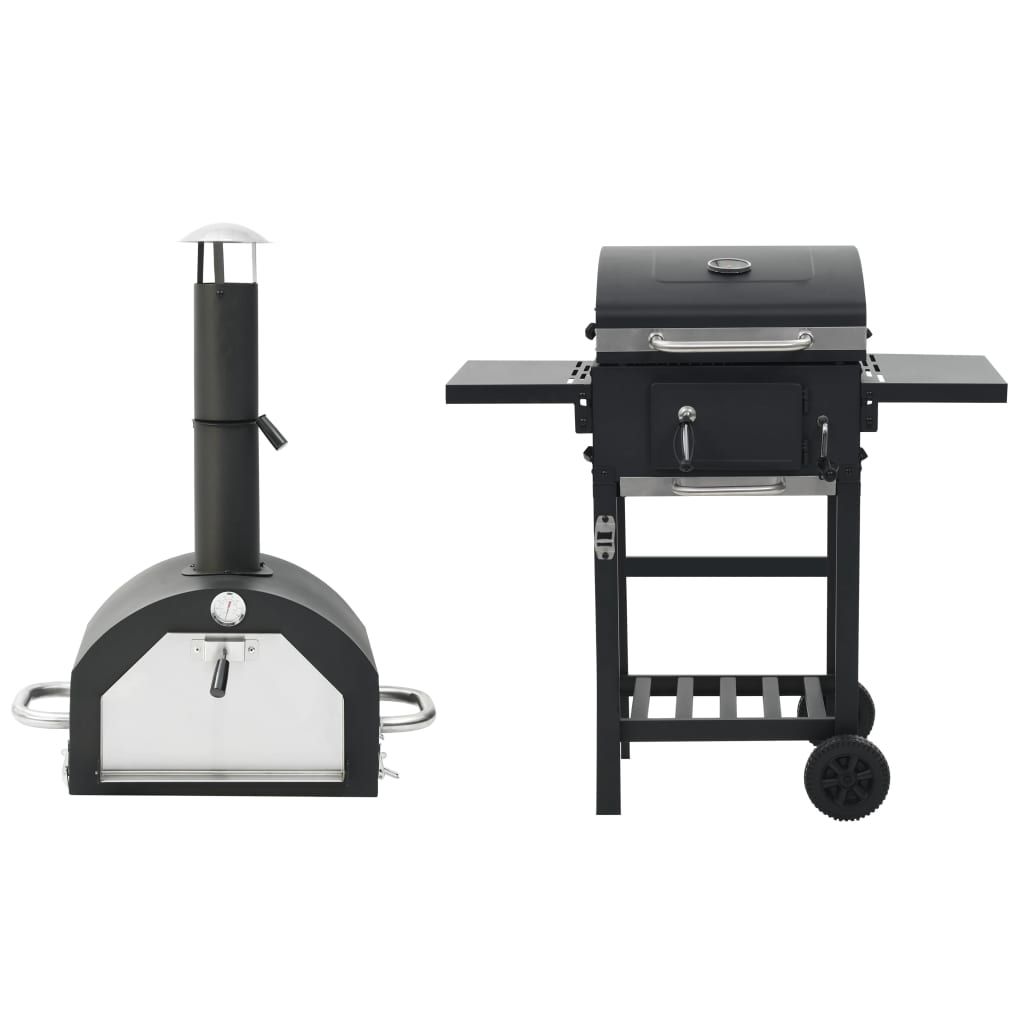 Vidaxl 3 w 1 Piec do pizzy i grill zewnętrzny – czarny