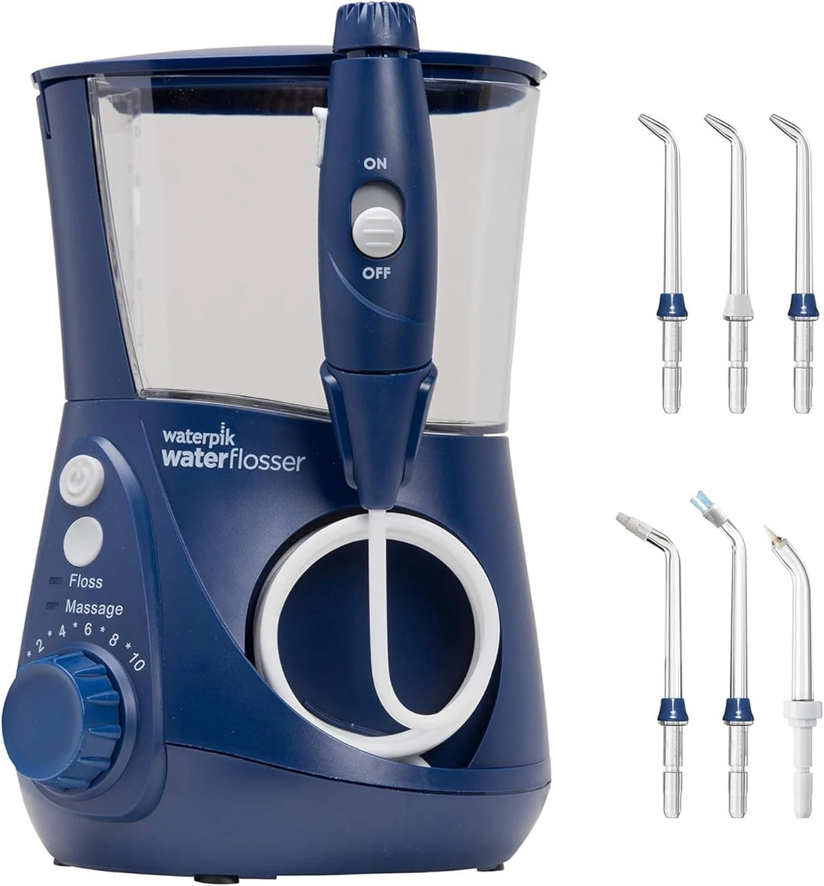 Waterpik Irygator Ultra Professional, 6 Końcówek, Zaawansowana Kontrola Ciśnienia z 10 Trybami, Usuwanie Płytki Nazębnej, Kolor Azul, 650 ml (WP-662EU)
