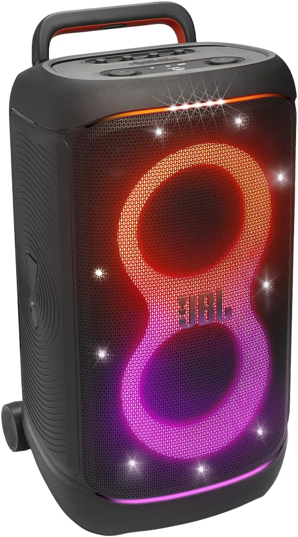 JBL Partybox 520 bezprzewodowy głośnik imprezowy Bluetooth, przenośny, czas odtwarzania 15 H, dynamiczny pokaz świetlny, IPX4, AI Sound Boost, wejście mikrofonowe, czarny