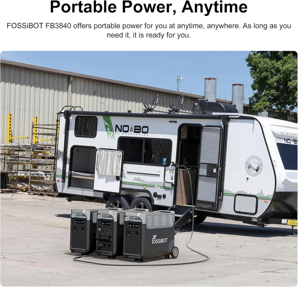 FOSSiBOT F3600 Pro Generator z panelem solarnym 420 W, przenośne zasilanie LiFePO4 3840 Wh, 3 x 230 V AC 3600 W (szczyt 7200 W), generator burzowy, oświetlenie LED do biwakowania, kampera, awarii
