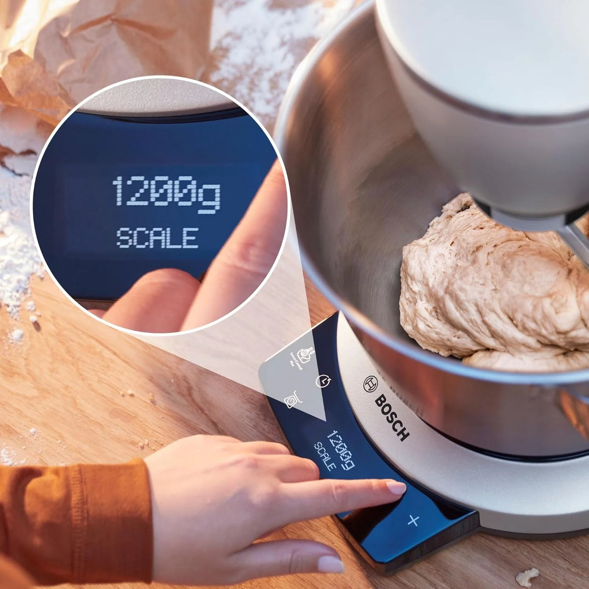 Bosch Robot Kuchenny z Wbudowaną Wagą MUM9AX5S00 Optimum, Tworzywo Sztuczne/Metal, 1600 W, 5,5 l, Srebrny
