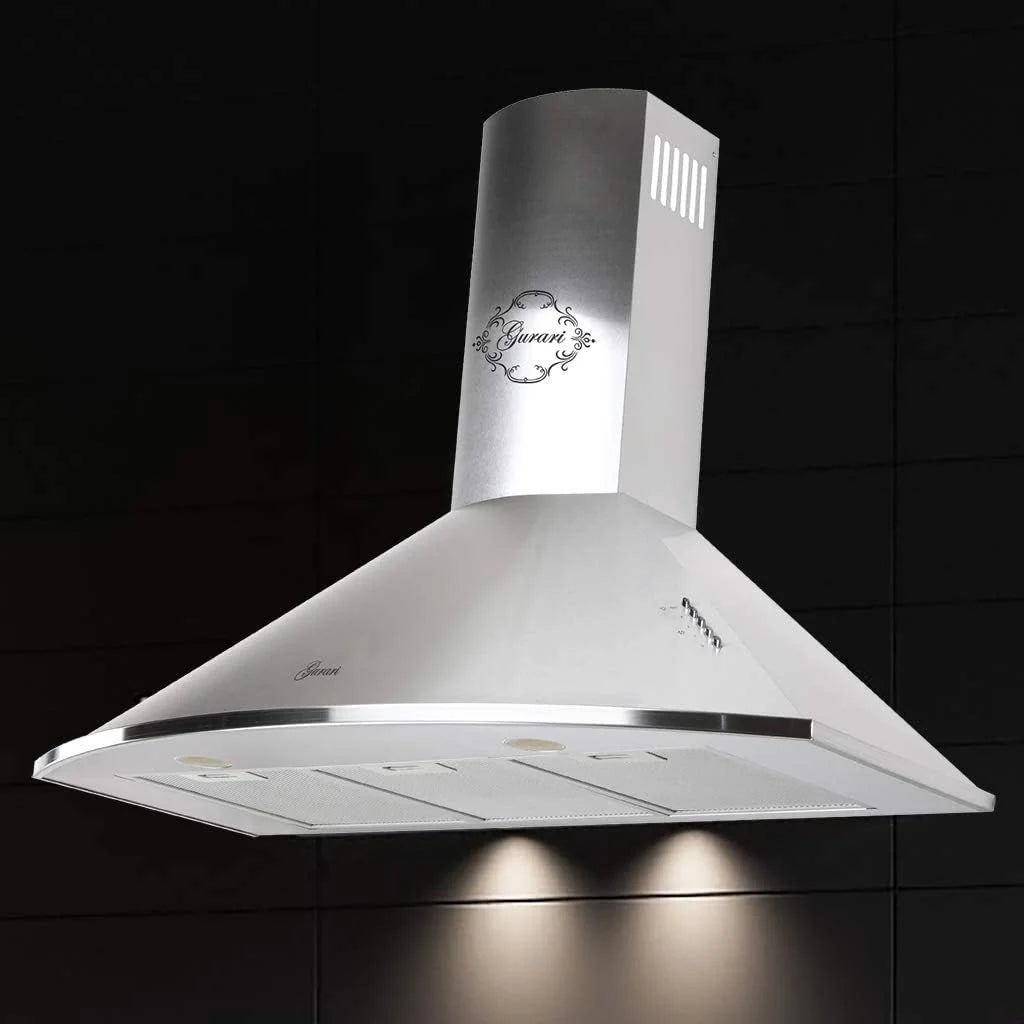 Gurari Okap kuchenny GCH C 046 okap ścienny 90 cm | Nowoczesna stal nierdzewna | 1000 m³/h | LED | zmywalny filtr, 3 prędkości, okapy ścienne, wylot i recyrkulacja, opcjonalny filtr węglowy