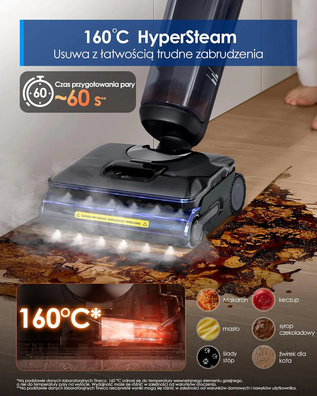 Tineco Floor ONE S7 Stretch Ultra Bezprzewodowy Odkurzacze na sucho i mokro, zapobiegająca splątaniu 180°, czas pracy 50 minut, samooczyszczanie Flashdry 85℃, dwustronne czyszczenie krawędzi