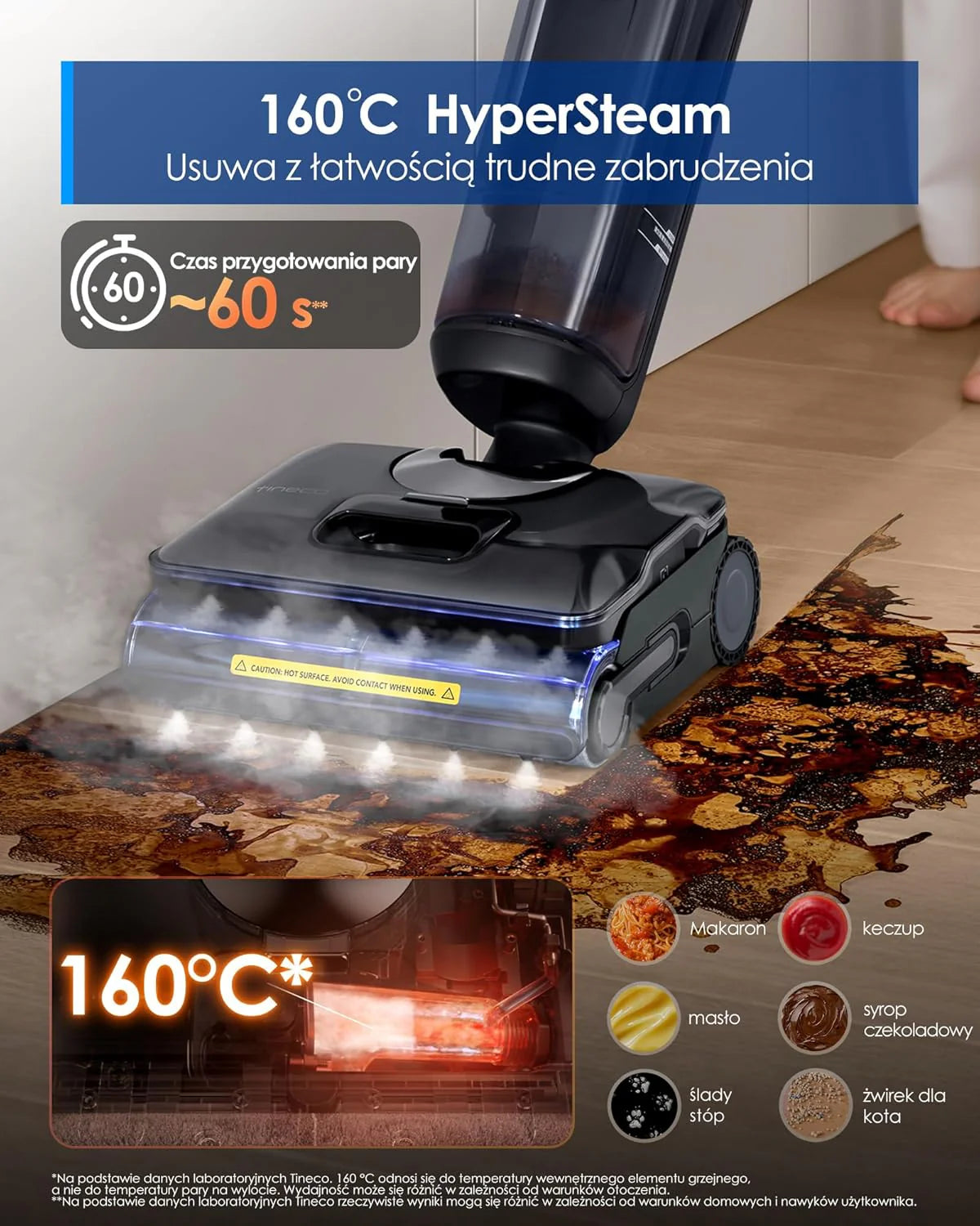 Tineco Floor ONE S7 Stretch Ultra Bezprzewodowy Odkurzacze na sucho i mokro, zapobiegająca splątaniu 180°, czas pracy 50 minut, samooczyszczanie Flashdry 85℃, dwustronne czyszczenie krawędzi