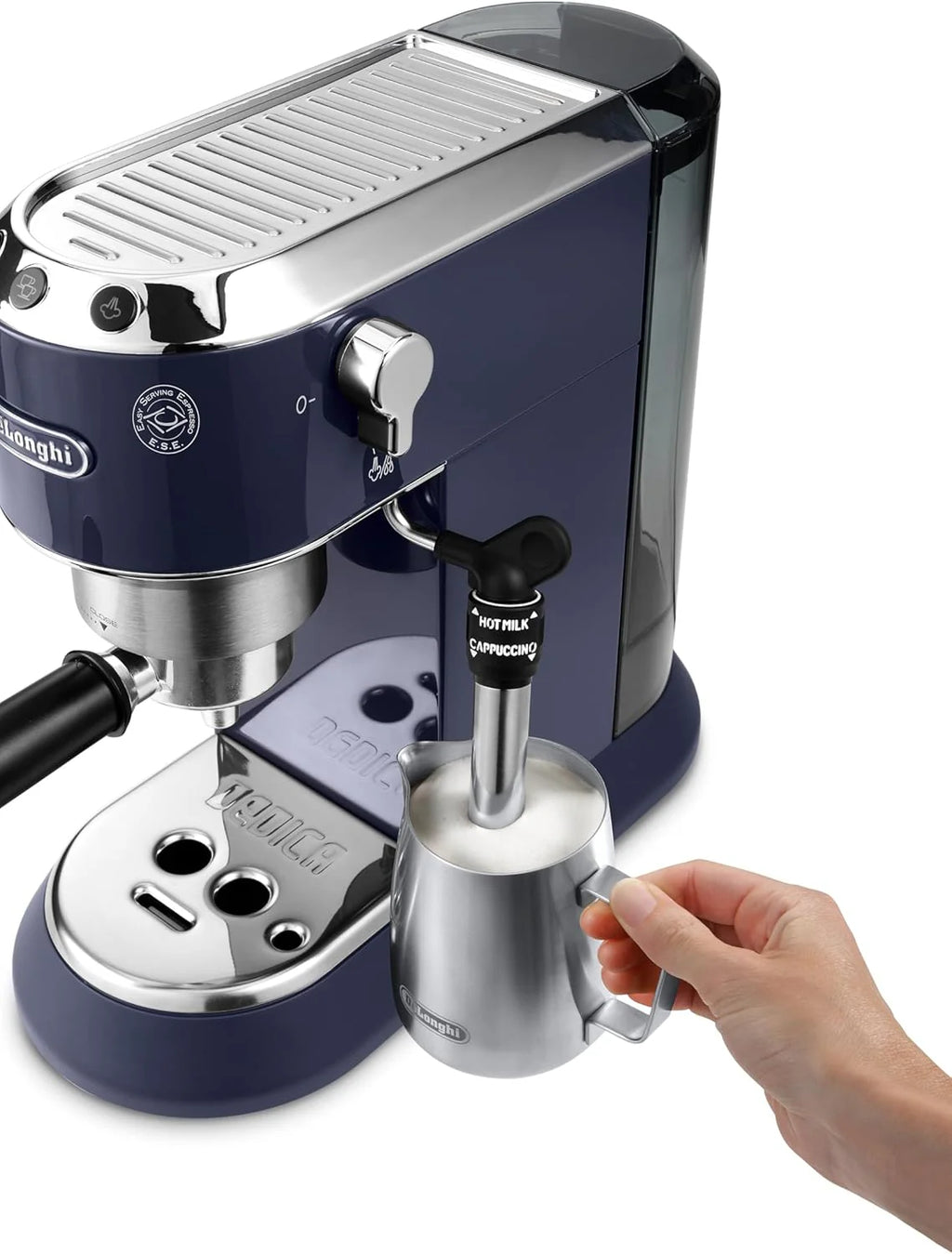 De'Longhi Dedica Duo EC890.M ręczny ekspres do kawy do espresso, cappuccino i cold brow, barman, z wyrzutnią parową do My LatteArt, wyświetlacz dotykowy, szerokość 15 cm, wyjmowany zbiornik 1,1 l,