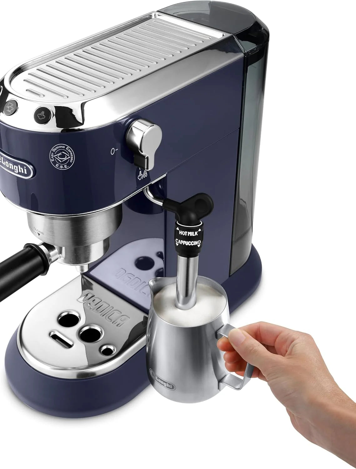 De'Longhi Dedica Duo EC890.M ręczny ekspres do kawy do espresso, cappuccino i cold brow, barman, z wyrzutnią parową do My LatteArt, wyświetlacz dotykowy, szerokość 15 cm, wyjmowany zbiornik 1,1 l,