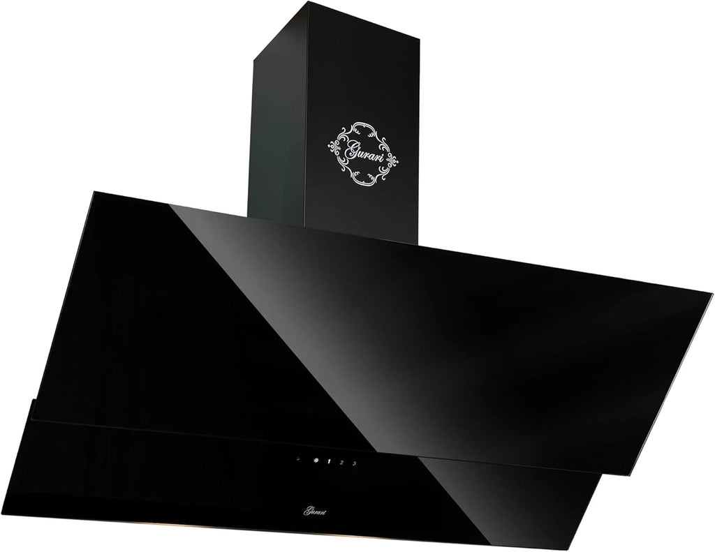 Czarny okap kuchenny 80 cm Gurari GCH D 268 8 Prime/Energooszczędny okap kuchenny klasy A/Wysokowydajny dekoracyjny okap ścienny 1000 m³/h z odpływem - recykling powietrza