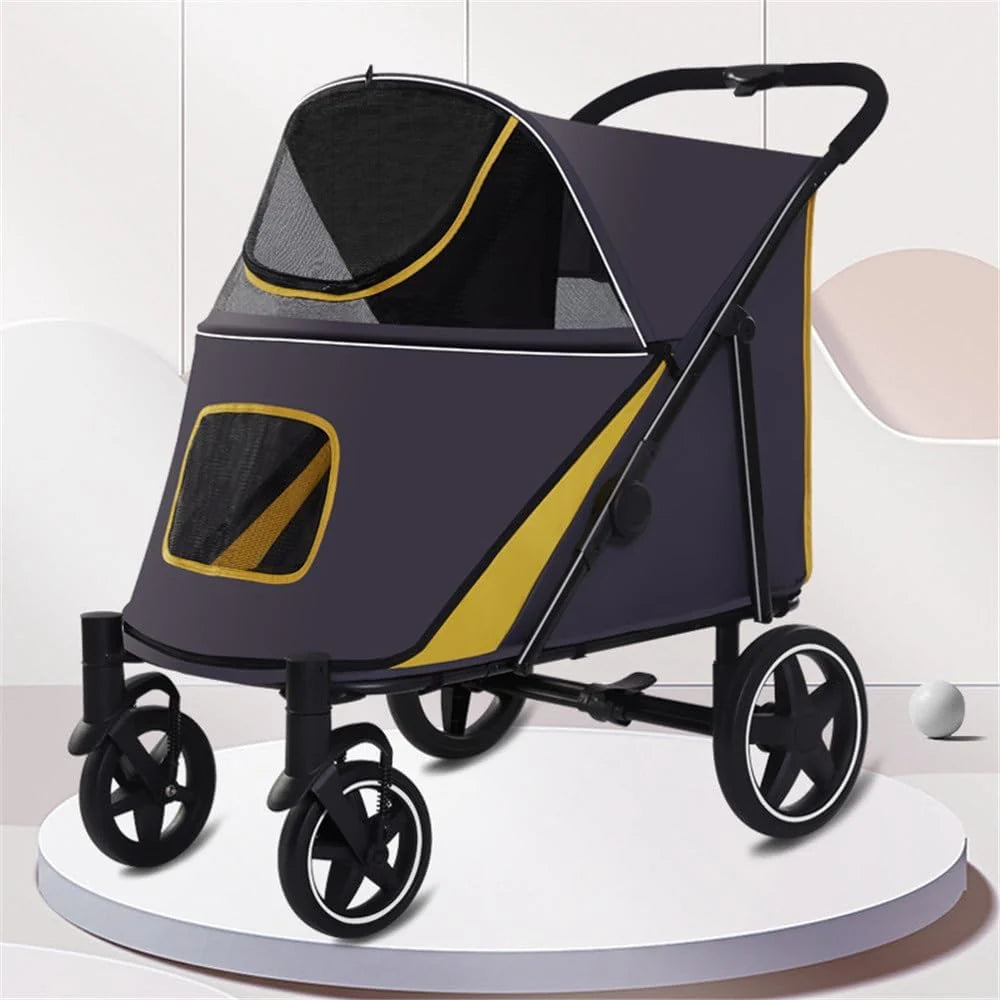 Składane Nosidełko Wózek Spacerowy Luksusowe Wózki Spacerowe Dla Dużych Psów Duży Wózek Dla Psa Premium Pet Pushchair 4-kołowy Wózek Dla Kota, Psa I Nie Tylko (Color : A)