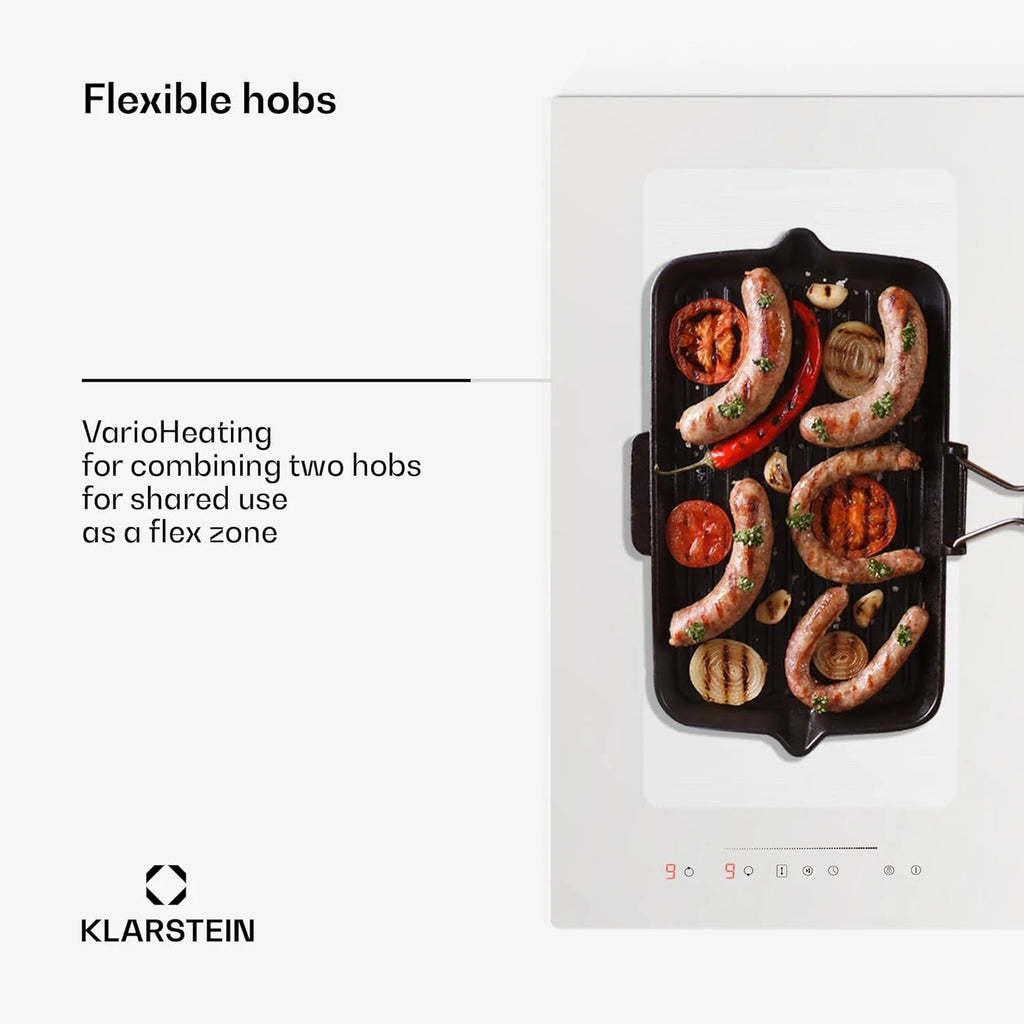 Płyta grzewcza Klarstein 2 w 1 ze zintegrowanym okapem, płyta indukcyjna z okapem do wyspy kuchennej, płyta grzewcza 90 cm ze zintegrowanym okapem, przepływ powietrza 391 m³/h, klasa energetyczna A+
