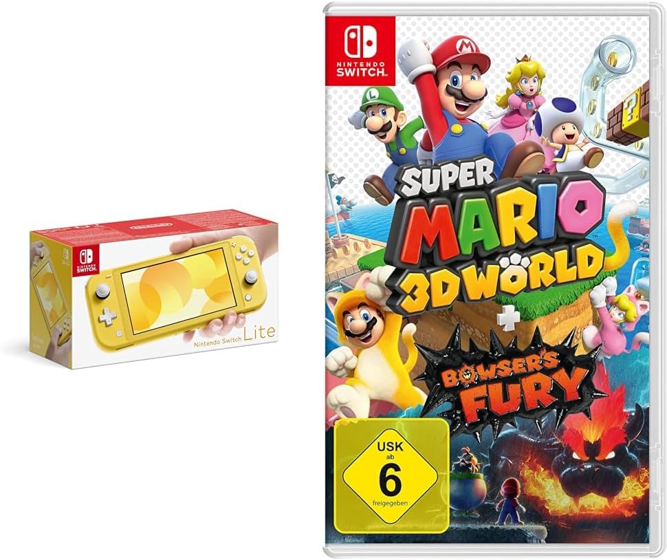 Nintendo Switch Lite Żołty & Nintendo Super Mario 3D World + Bowser's Fury Standard+DLC Allemand Nintendo Switch