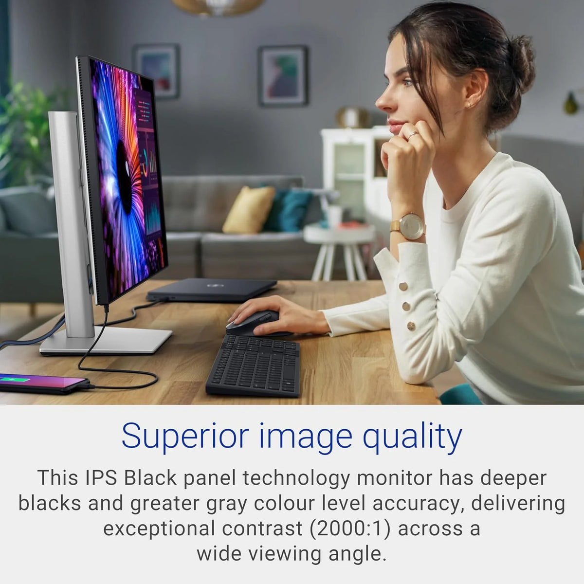 Dell U2724D UltraSharp 27-calowy monitor QHD (2560 x 1440), 120 Hz, IPS Black, 5 ms, 98% DCI-P3, 2X USB-C, 2X DisplayPort, HDMI, 3 x USB, srebrny