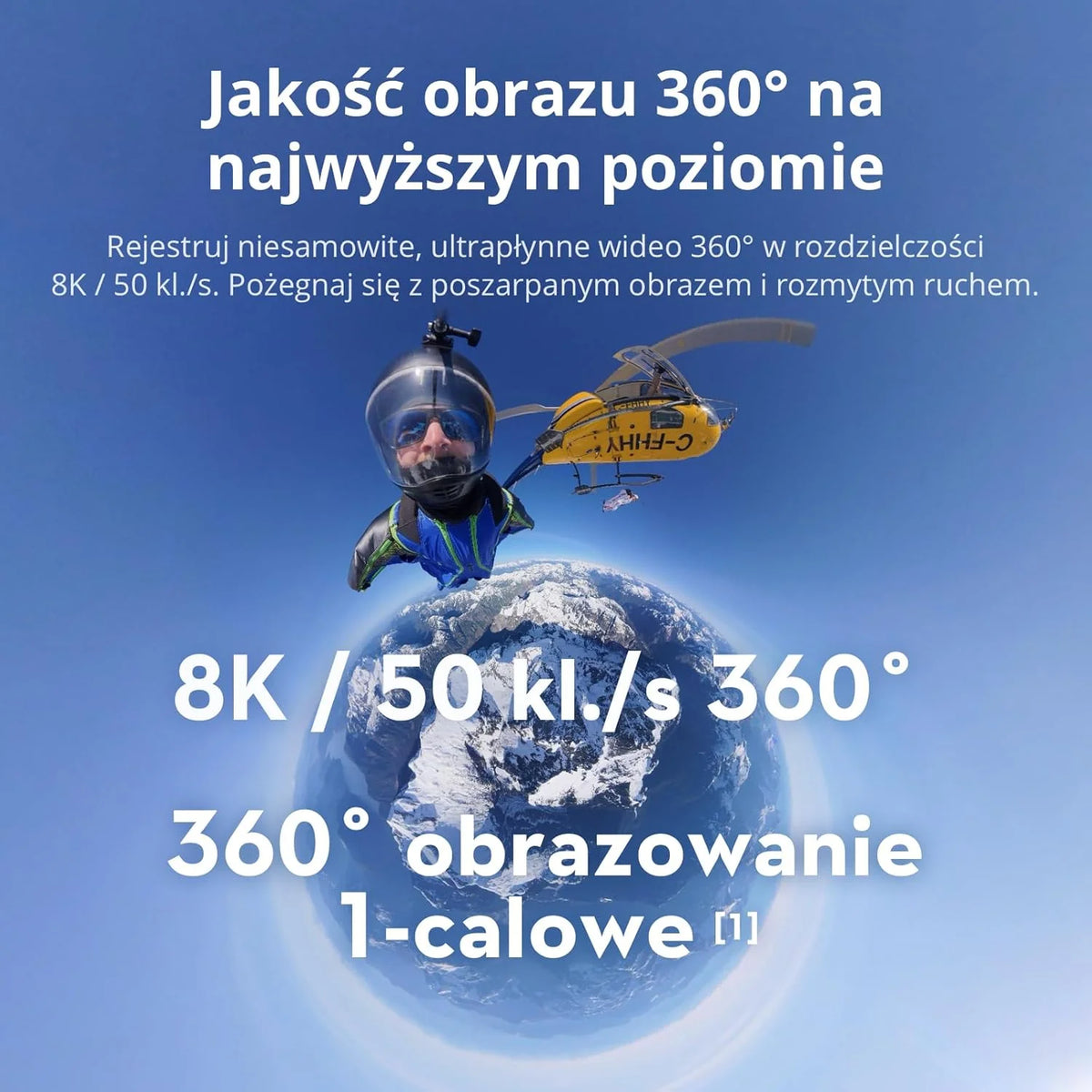 DJI Osmo 360 Essential Combo, kamera 360 z 1-calowym obrazowaniem 360°, natywne wideo 8K 360°, zestaw z niewidocznym selfie stickiem 1,2 m, wydłużony czas pracy z 2 akumulatorami