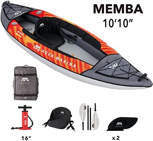 Aqua Marina Memba-330, nadmuchiwany kajak rekreacyjny dla 1 osoby, długość 330 cm, pomarańczowy