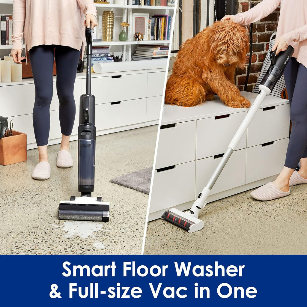 Tineco FLOOR ONE S5 Inteligentny bezprzewodowy odkurzacz na mokro i na sucho i mop do twardych podłóg, cyfrowy wyświetlacz, długi czas pracy, doskonały do lepkiego bałaganu i sierści zwierząt