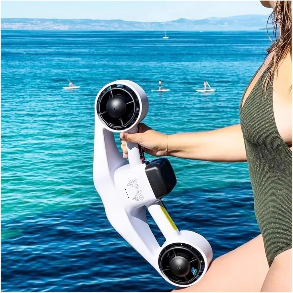 Skuter Wodny, Podwodny skuter elektryczny dla dorosłych i dzieci, nurkowanie, surfing, wzmacniacz, 30 m wody, 3 tryby prędkości, 5000 mAh, lekki, 3,5 kg(Nero)
