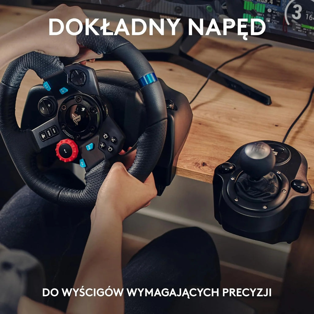 Logitech G G29 SE Driving Force, kierownica i pedały wyścigowe, siłowe sprzężenie zwrotne, prawdziwa skóra + Driving Force Shifter, dźwignia zmiany biegów - do konsol PS5, PS4 i PC/Mac - Czarny