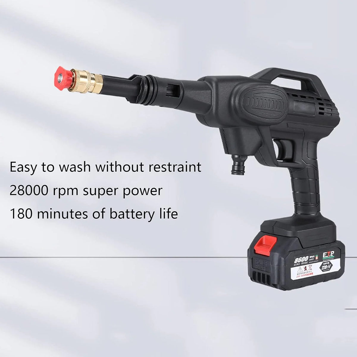 Myjnia strumieniowa do samochodów Patio Wash Lanca Dysza Bezprzewodowa dysza Turbo Myjki ciśnieniowe Elektryczny dom 24 v bateria litowa Przenośny bezprzewodowy 300 w, czerwony