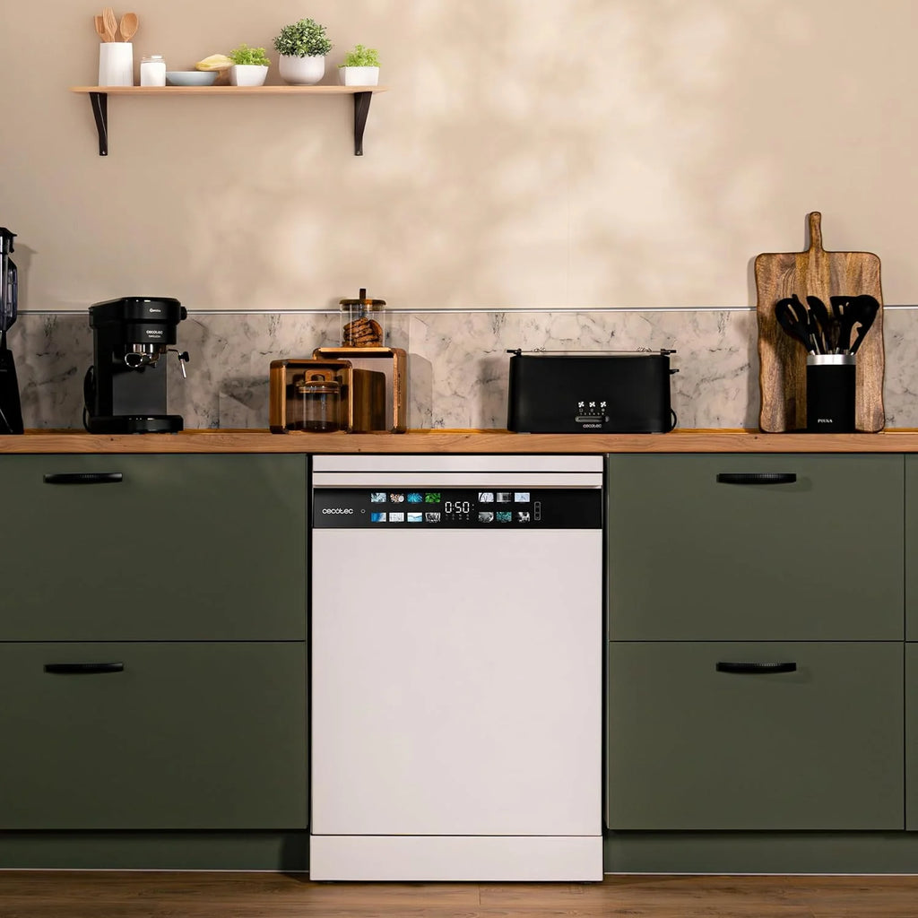 Cecotec Zmywarka do zabudowy Bolero Aguazero 6700 B. 60 cm, 15 kryć, klasa B, silnik falownika Plus, kolorowy wyświetlacz, 14 programów, O2 Dry, Turbo Dry+, Dual Zone, regulowana taca, AutoClean