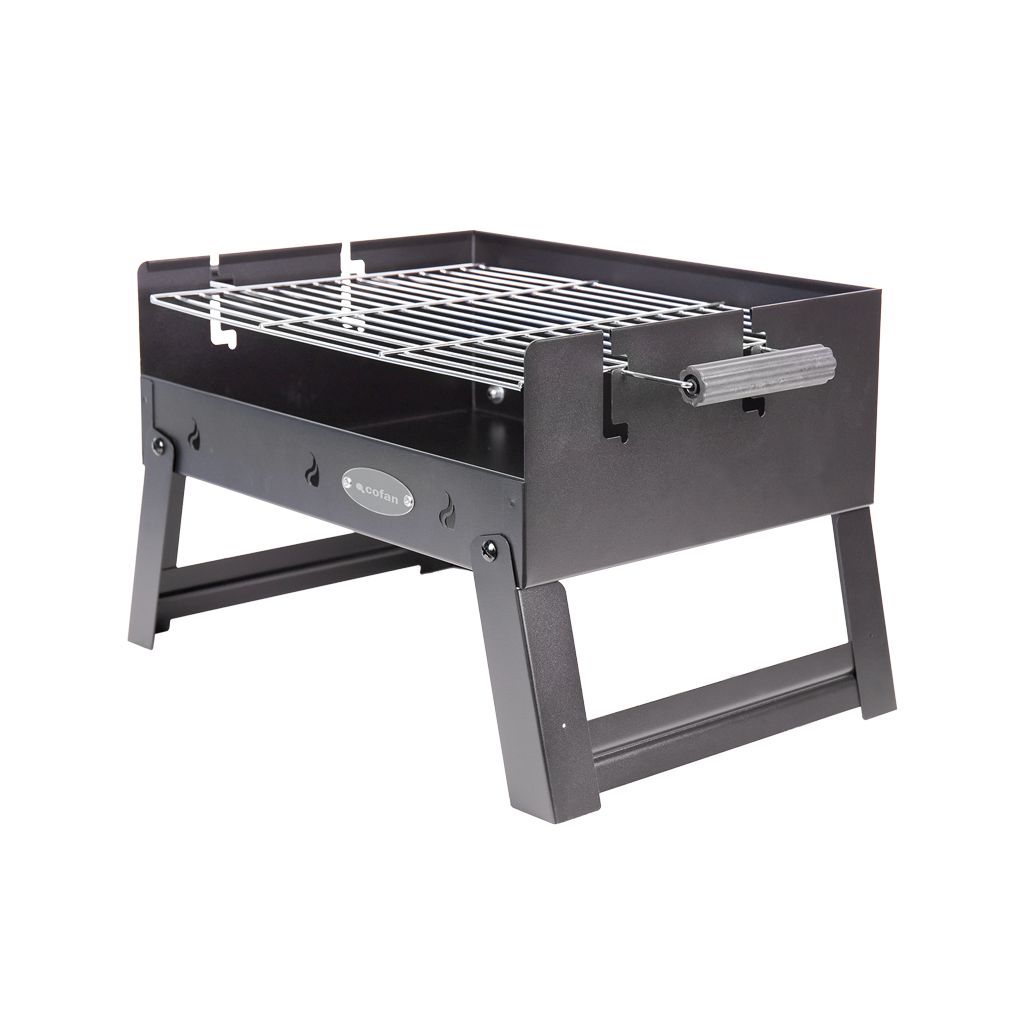 Przenośny grill węglowy Cofan | Grill ze stali chromowanej | Składany grill | Z uchwytami bocznymi | Idealny na kemping, do ogrodu i na patio | Wymiary: 45,5 x 34,5 x 31,5 cm