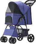 Lekki Wózek Dla Małych Średnich Psów/kotów Składany Wózek Dla Psa Premium Pet Travel Pram Stroller Z Uchwytem Na Kubek Wózek Dla Kota Pushchair (Color : Black)