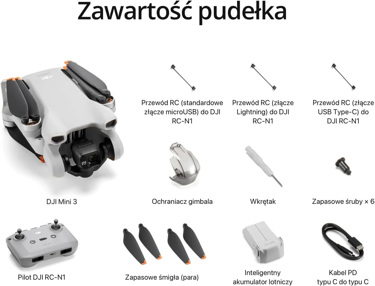 DJI Mini 3 Fly More Combo(DJI RC) Lekki i Składany Dron z Minikamerą z Opcją Nagrywania Wideo w Jakości 4K HDR, 38-Minutowym Czasem Lotu, True Vertical Shooting i Inteligentnymi Funkcjami, C0