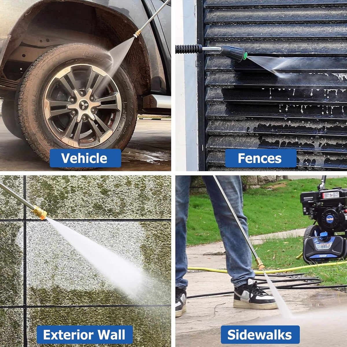 TOOLCY Pompa myjki ciśnieniowej 3400-4000 PSI, 4 GPM Max, 1-calowy wałek poziomy potrójny tłok zamiennik pompy z 5 dyszami i 2 szt. ekranu wlotowego, kompatybilna z Simpson, DeWalt, AR, More