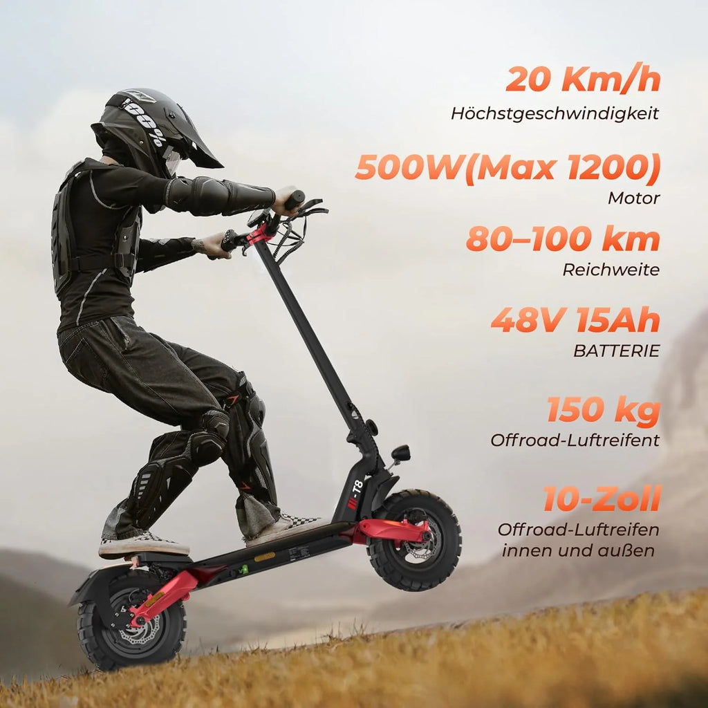 Skuter elektryczny z dopuszczeniem do ruchu drogowego, zasięg 80-100 km, 48 V, 15 Ah, opony pneumatyczne 10 cali, ABE skuter elektryczny z podwójną amortyzacją uderzeń, składana hulajnoga elektryczna