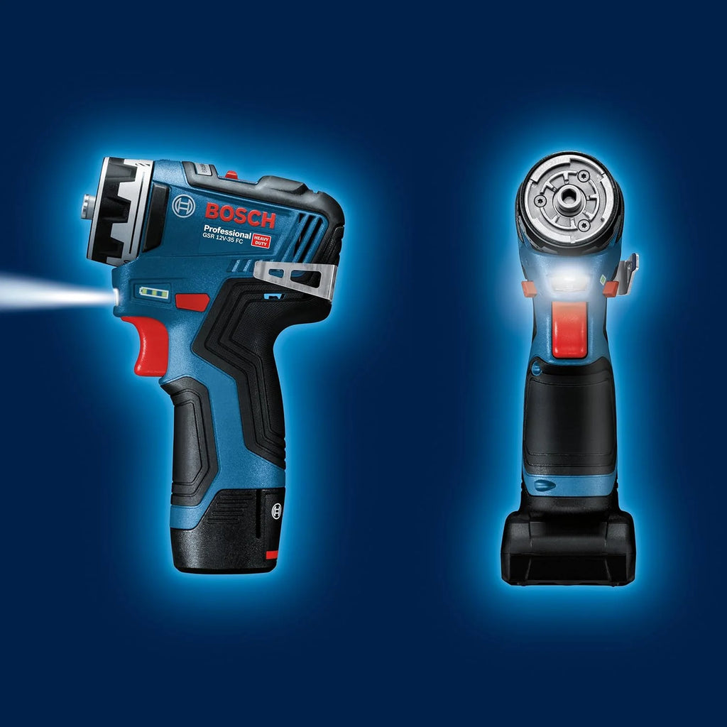 Bosch Professional GSR 12 V-35 FC Wiertarka Akumulatorowa 12V z 2 Akumulatorami 3,0 Ah, Ładowarka GAL 12 V-40, 2 Nasadki FlexiClick, zestaw akcesoriów, w L-BOXX – Ekskluzywna