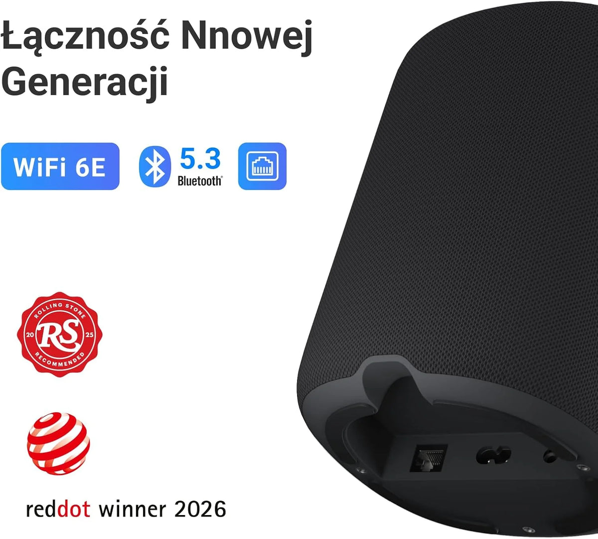 WiiM Sound inteligentny głośnik z ekranem 1,8″, Hi-Res 24-bit/192 kHz, AI RoomFit™, 100 W, Wi-Fi 6E/Bluetooth 5.3, multiroom i stereo, pilot w zestawie, Czarny