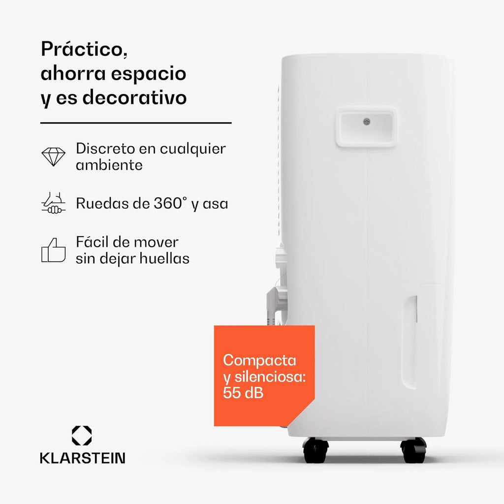 Klarstein Elektryczny osuszacz powietrza do 65 m2, inteligentny osuszacz powietrza do mieszkania, łazienki i piwnicy, cichy, elektryczny osuszacz powietrza z aplikacją WLAN IoT, suszarka budowlana o