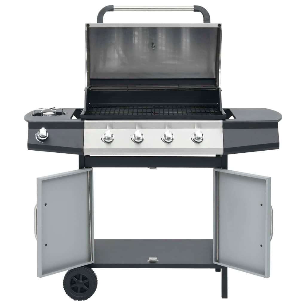 Grill gazowy Vidaxl z 4+1 palnikami, czarno-srebrny