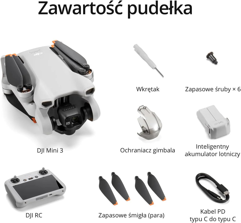 DJI Mini 3 Fly More Combo(DJI RC) Lekki i Składany Dron z Minikamerą z Opcją Nagrywania Wideo w Jakości 4K HDR, 38-Minutowym Czasem Lotu, True Vertical Shooting i Inteligentnymi Funkcjami, C0