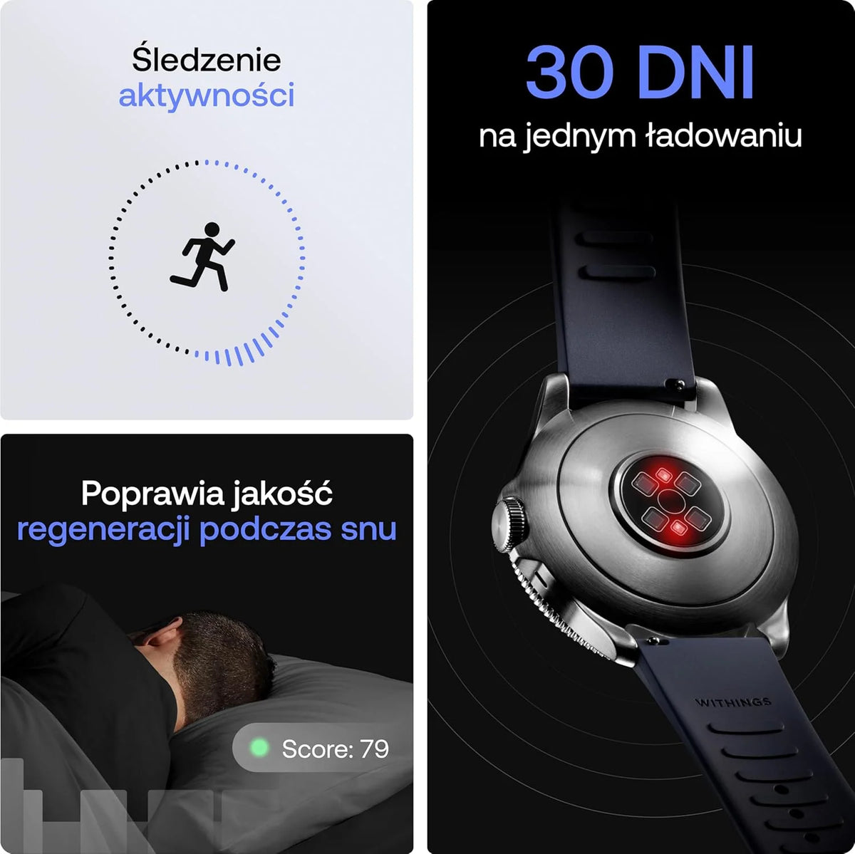 WITHINGS ScanWatch Nova, hybrydowy smartwatch, zdrowie serca, do M&F – EKG, SPO2, monitorowanie temperatury, śledzenie snu, zdrowie dróg oddechowych, śledzenie cyklu, czas pracy baterii 30 dni, iOS i
