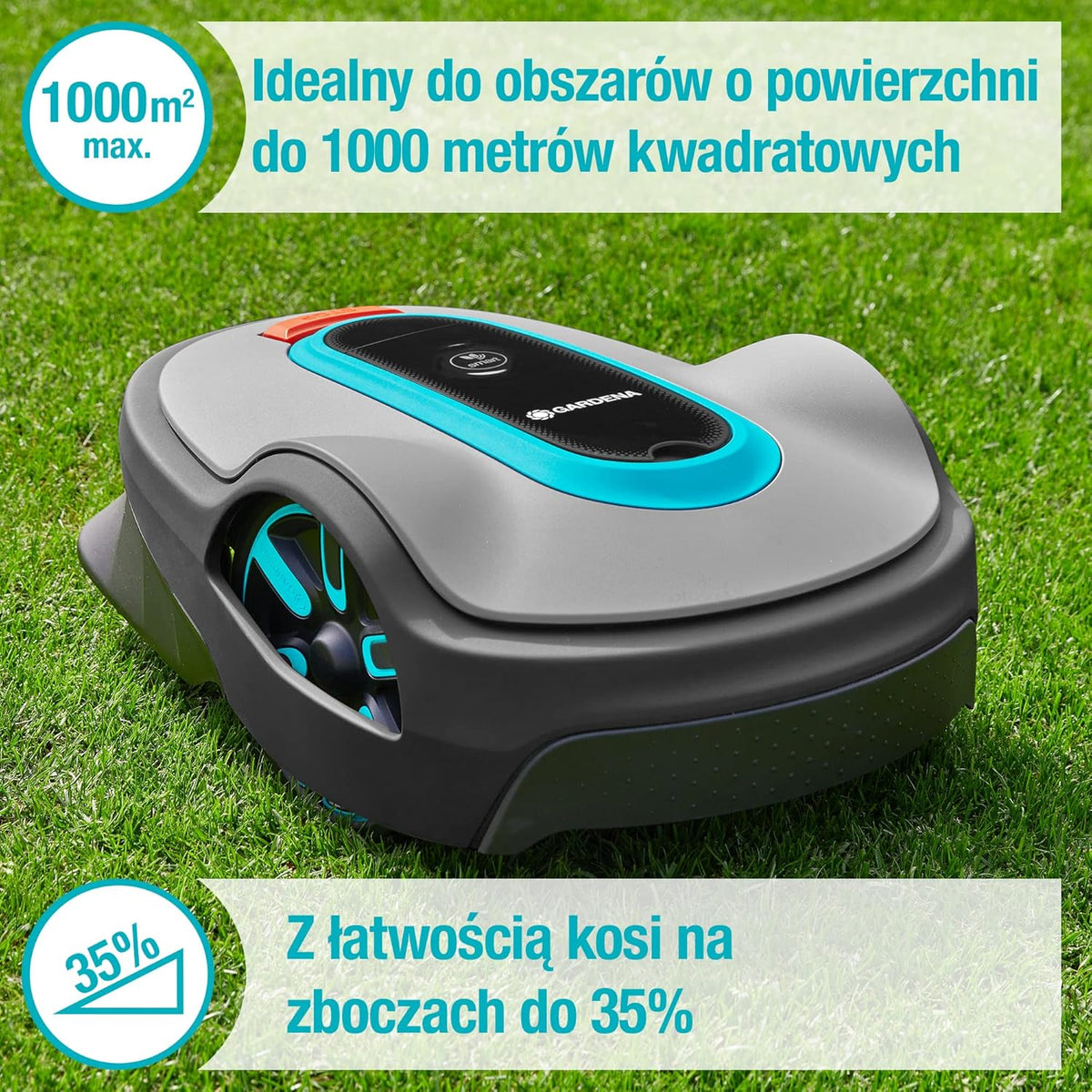 Gardena SILENO life: kosiarka automatyczna do trawników o powierzchni do 1000 m², sterowana za pomocą aplikacji Bluetooth, bardzo cicha - 57 db(A), kosi w każdych warunkach pogodowych (wersja PL)