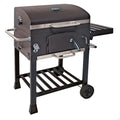 Przenośny grill węglowy z wędzarnią 102x65x104 cm – stal. Czarny