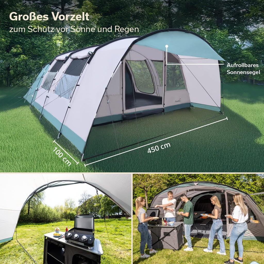 Skandika Namiot tunelowy Hafslo 6 XL Sleeper Protect | namiot kempingowy dla 6 osób, technologia Sleeper, wszyta podłoga namiotu, daszek, słup wody 5000 mm | duży namiot rodzinny, namiot, outdoor