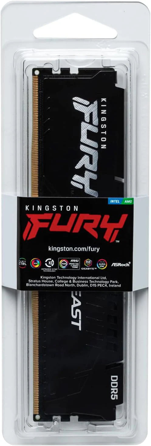 Kingston FURY Beast Czarny DDR5 32 GB 6000MT/s CL36 DIMM pamięć do gier na komputer stacjonarny pojedynczy moduł AMD EXPO i Intel XMP - KF560C36BBE-32