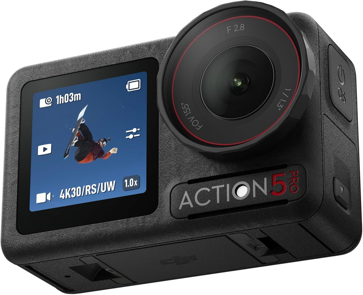 Osmo Action 5 Pro Basic Combo Wodoodporna kamera z czujnikiem 1/1,3, wideo 4K/120 fps, śledzenie tematu, stabilizacja, podwójny ekran dotykowy OLED, idealna kamera sportowa 4K, Vlog