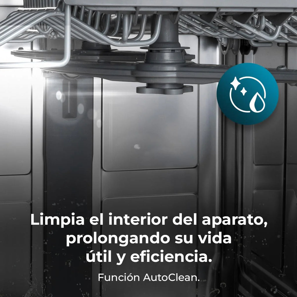Cecotec Bolero Aguazero 60 cm kompaktowa zmywarka 6320 D, 1900 W, 15 sztućców, 8 programów, wyświetlacz FullColor XXL, Smart Wash, UV Light, Turbo Dry+, AutoClean, Średnie ładowanie, Delay Start
