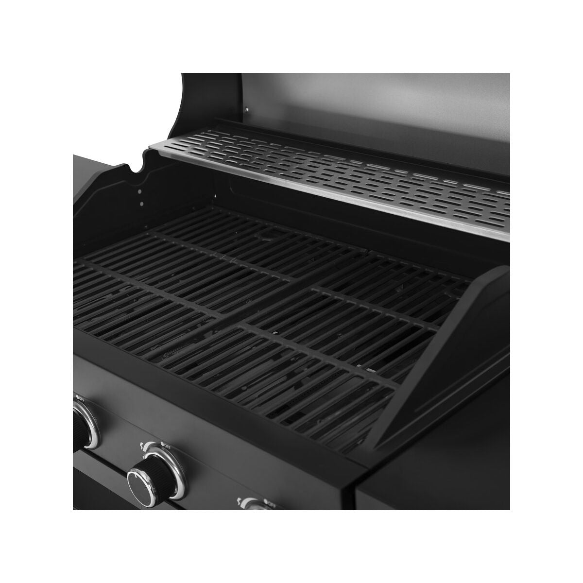 Grill gazowy do gotowania na świeżym powietrzu – 12 kW – 4 palniki – czarny