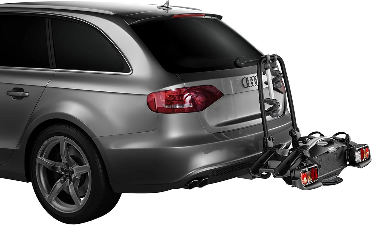 Thule 924000 VeloCompact 213-pinowy aluminiowy bagażnik rowerowy na hak holowniczy, 130 cm x 56 cm x 76 cm, czarny, 2 sztuki